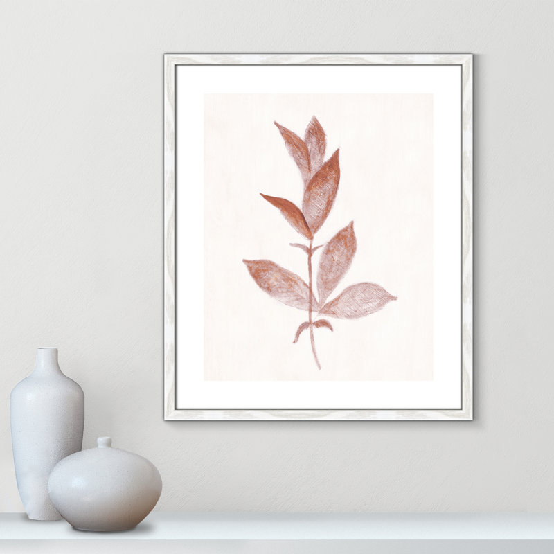 Wilfrid Red Leaf II par Tara Studios - reproduction d'art, Papier avec cadre en bois blanc, H 25,5 po x l 21,5 po x P 0,75 po