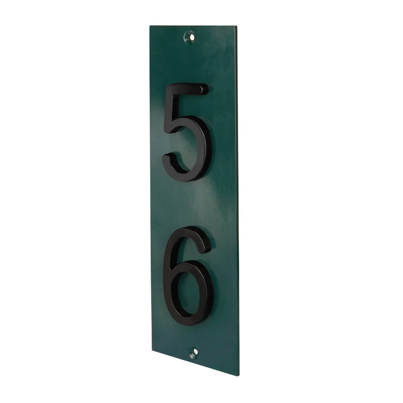 Plaque d'adresse verticale en aluminium Royal Shade, Vert, Noir, Oui