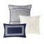 Édredon très grand lit - 7 pièces de luxe bleu marine avec coussins décoratifs, literie lavable à la machine, motif rayé-119448995-119448997