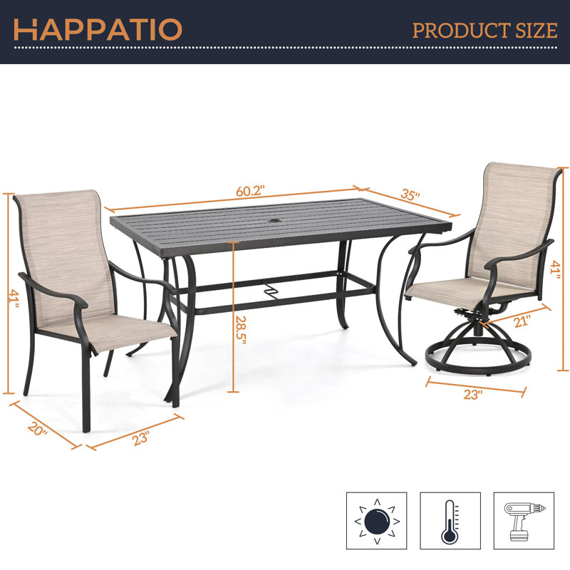  Ensemble de salle à manger personne, Beige, H 28,5 po x l 60,2 po x P 35 po