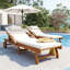Chaises longues d'extérieur 77,5 po, structure en bois d'acacia, dossier et repose-pieds rembourrés et réglables, appui-tête et plateau latéral rétractable, parfait pour la terrasse, la piscine, le jardin, la plage -747828736-747828740