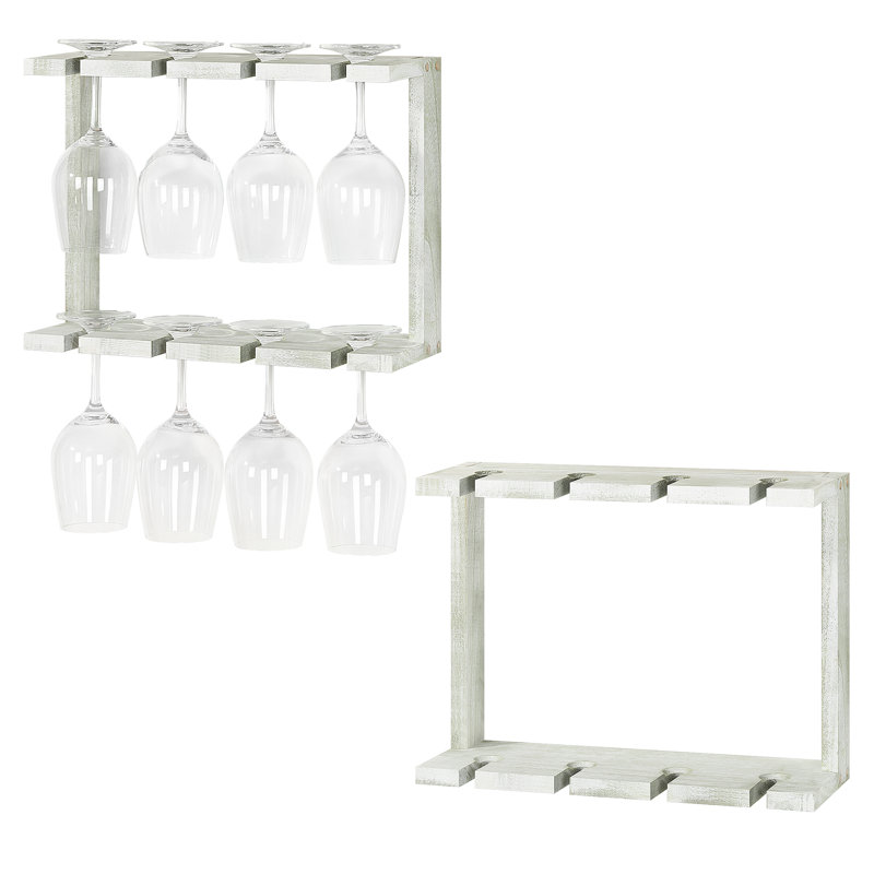 Louette Solid Wood Wine Glass Rack, Cream
