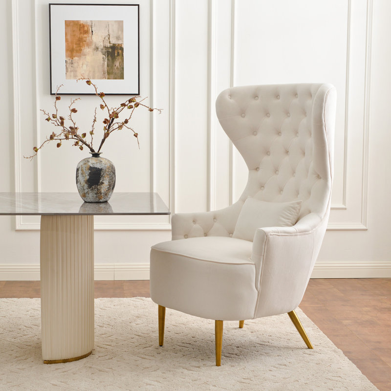 Chaise de salle à manger rembourrée Remerton, 100 % polyester crème