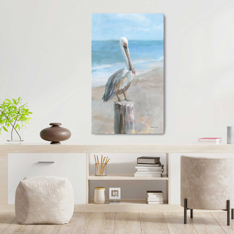 "Pelican by the Sea" par Danhui Nai, reproduction sur toile, H 18 po x l 30 po