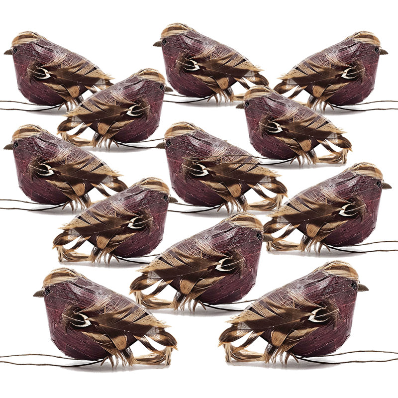 Ensemble de 12 figurines d'oiseaux brun 5 po x 2 po