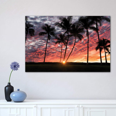 Palm Sunrise by Dennis Frates - Wrapped Canvas Print