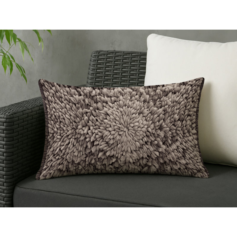 Coussin décoratif intérieur et extérieur Modern, Taupe / gris anthracite / ivoire abstrait, Rectangle H 25 po x l 18 po