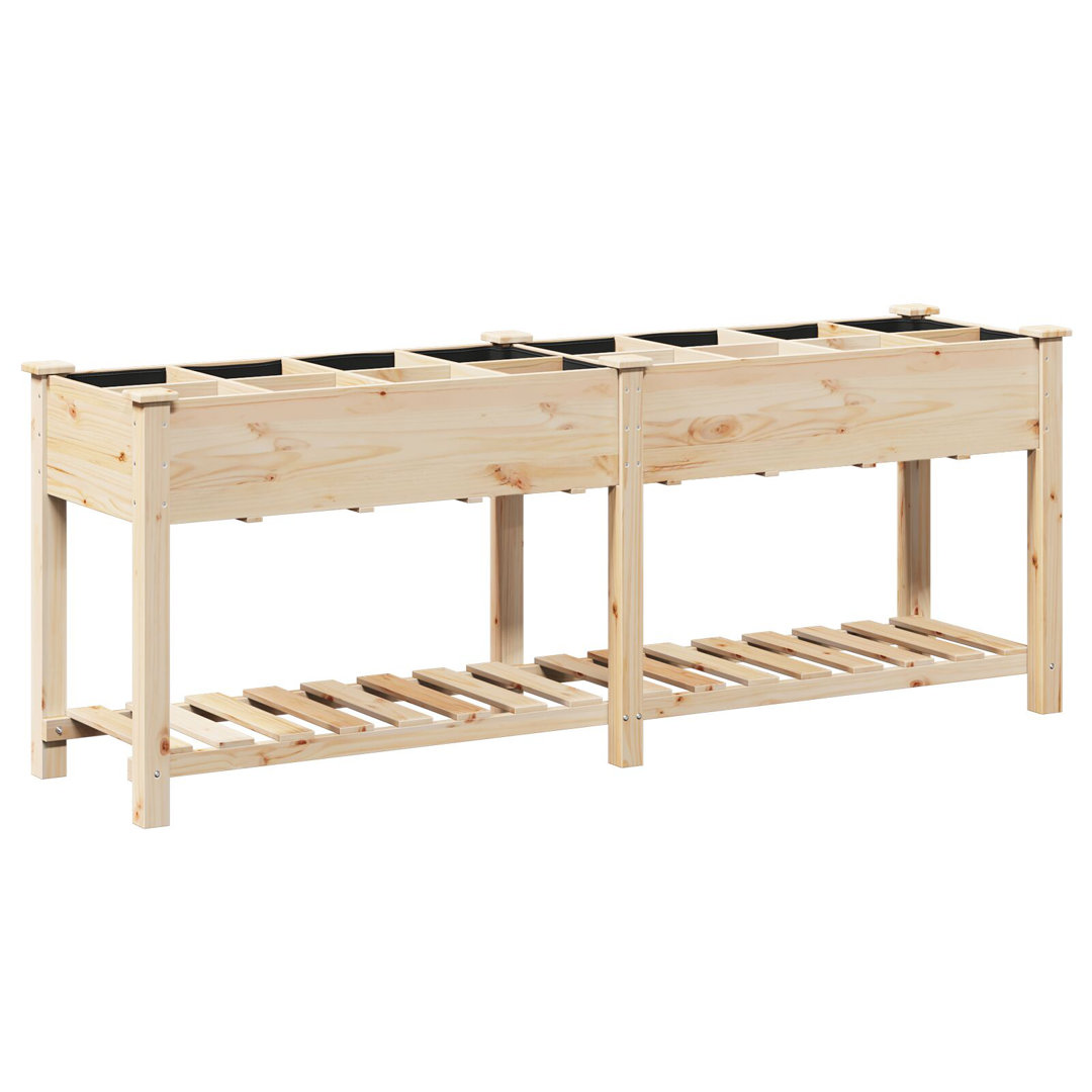 Garden Planter with Shelf Solid Fir Wood Outdoor Wooden Terrace