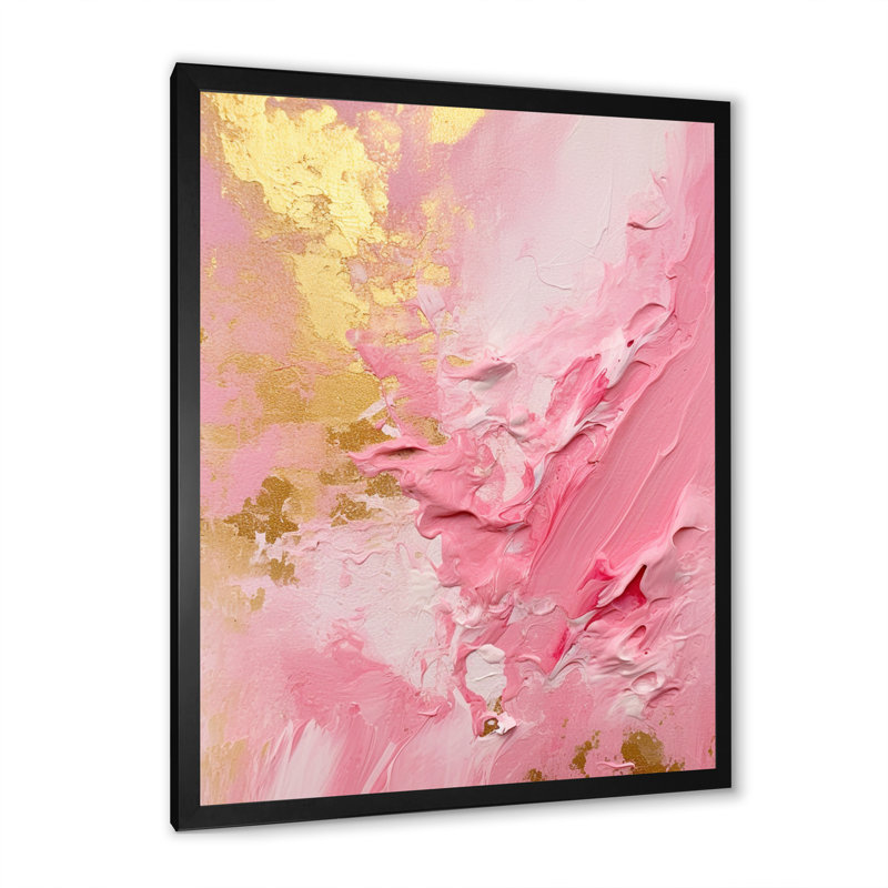 Rose et or «Energies nouvelles III», reproduction sur toile, H 32 po x l 24 po x P 1 po, Cadre simple noir