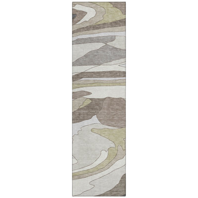 Machine Washable Indoor/Outdoor Chantille ACN2777 Abstract Rug