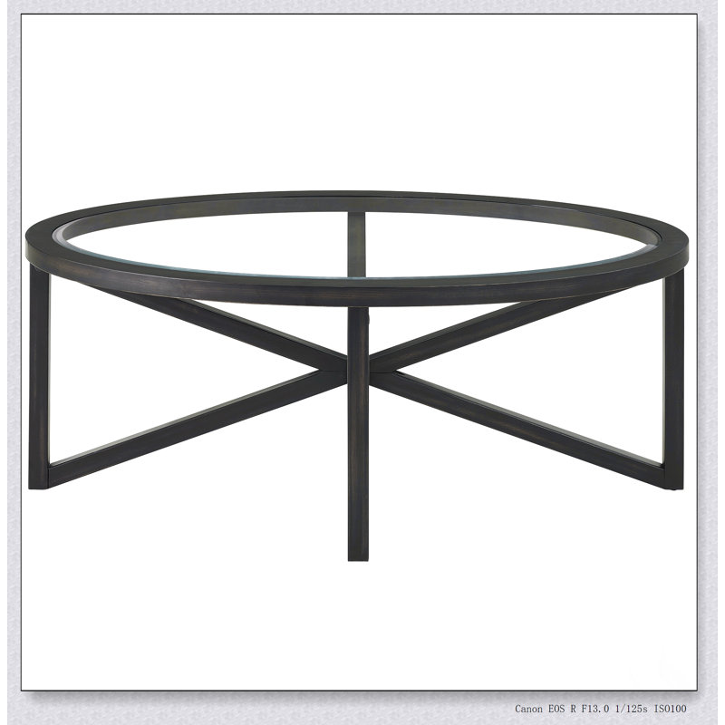 Table basse moderne simple en verre, plateau en verre trempé avec base en bois massif pour le salon et la terrasse, Noir