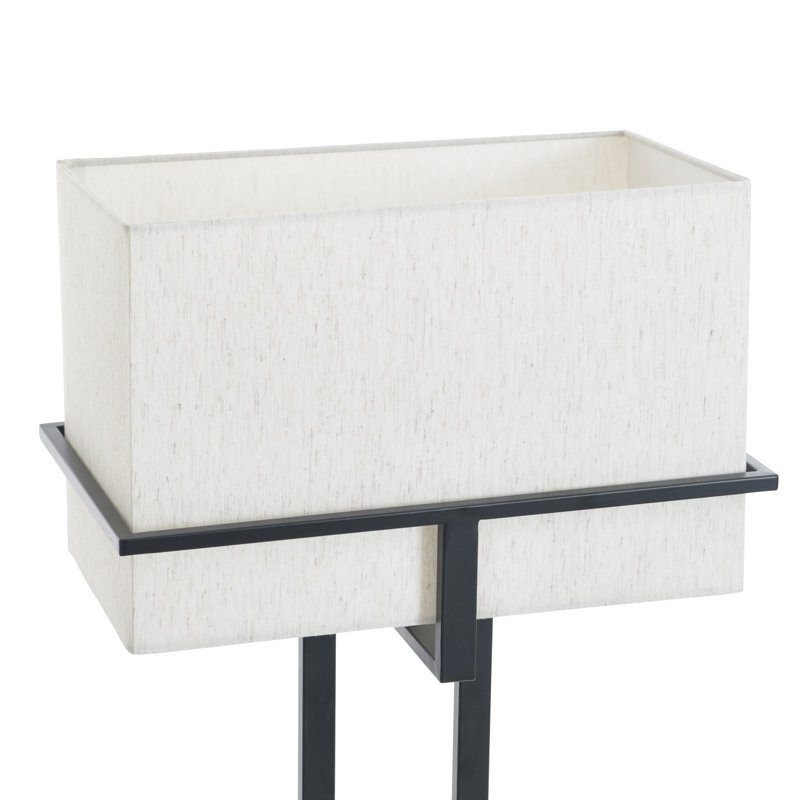 Contemporary Steel Floor Lamp - Tabby Black - Beige Shade