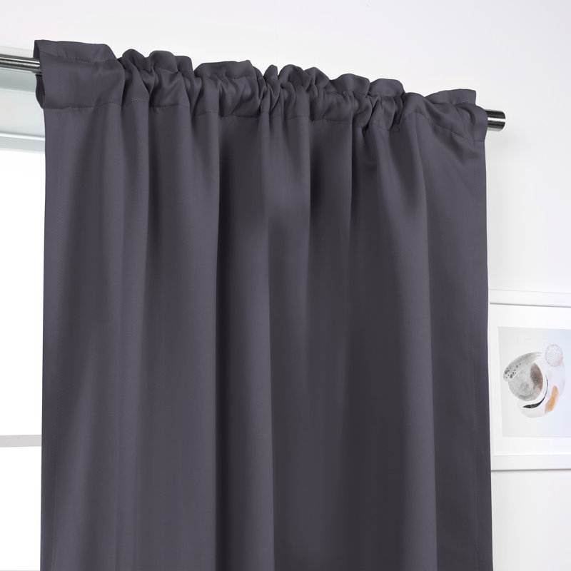 Bantam Solid Blackout Thermal Rod Pocket Curtain Panels, Stone, 52" W x 84" L