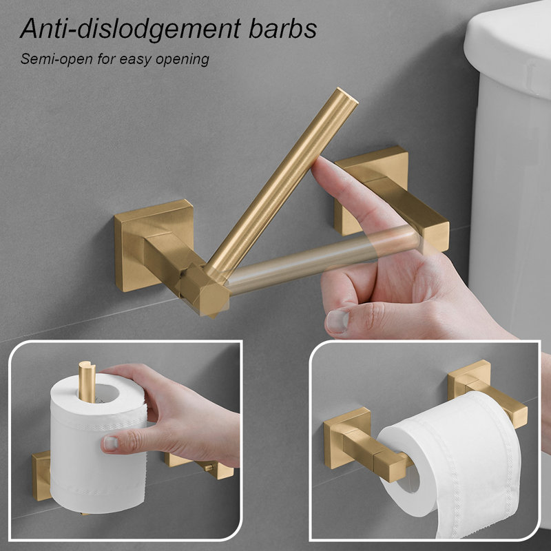 Porte-papier hygiénique mural antidérapant pour salle de bain, Or brossé