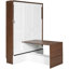 Lit escamotable pleine grandeur avec fonction bureau, style noyer et blanc, idéal pour les espaces urbains contemporains, bureau pliable avec cadre en bois massif, conception, zones à haute densité convenables,-1390048136