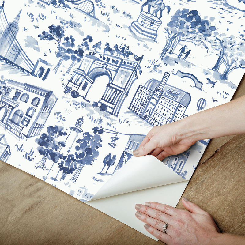 Papier peint adhésif Toile de New York, Bleu