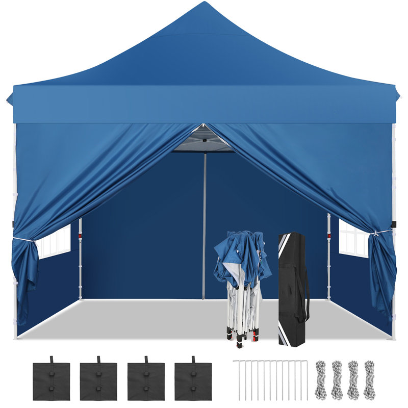 10x10 Pop Up Canopy with 4 Sidewalls, Blue