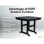 Table de salle à manger d'extérieur en PEHD noire carrée avec trou pour parasol - Table résistante aux intempéries pour cour et pelouse | Idée de cadeau-491425113