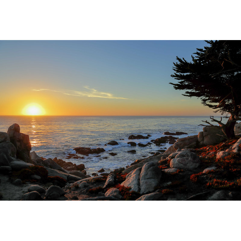 Coucher de soleil à Pebble Beach - Photographie sur toile tendue, H 20 po x l 30 po