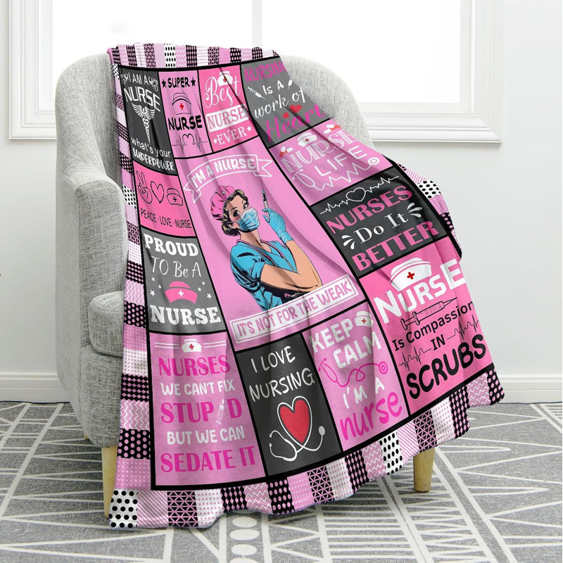 Couverture en peluche pour infirmière, cadeau idéal pour la Semaine des infirmières, 76 x 102 cm, L 7,87 po x l 9,84 po