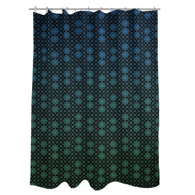 Rideau de douche simple en treillis Classic, Vert / Bleu