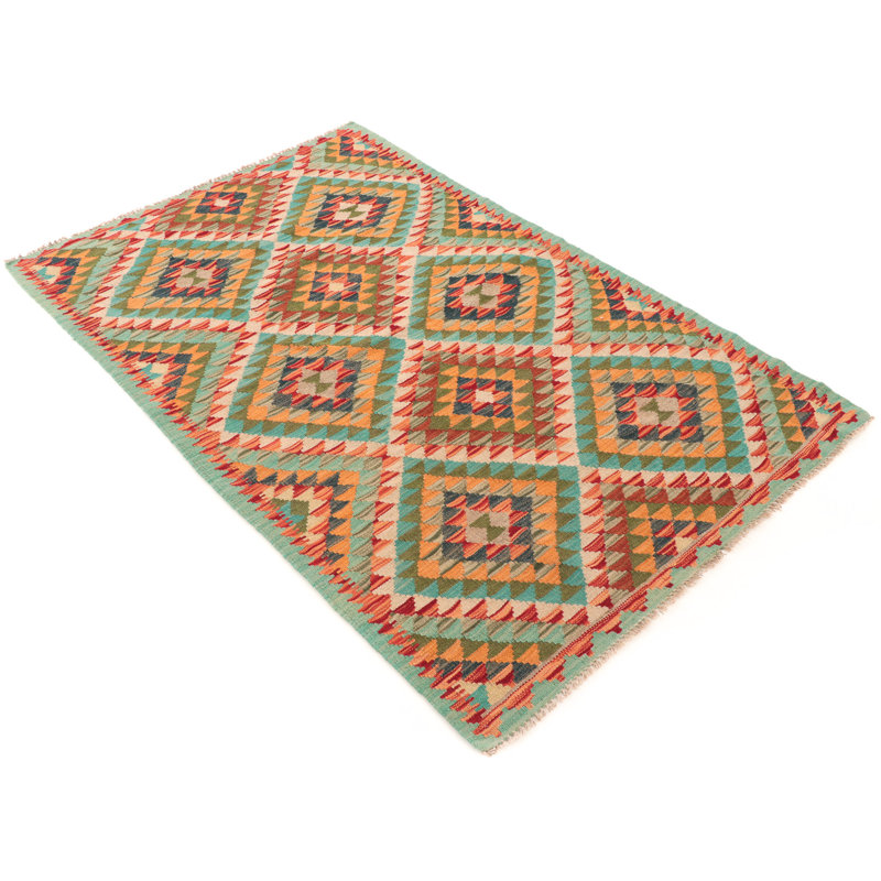 Geometric Wool Hand Woven 105cm X 161cm Area Rug
