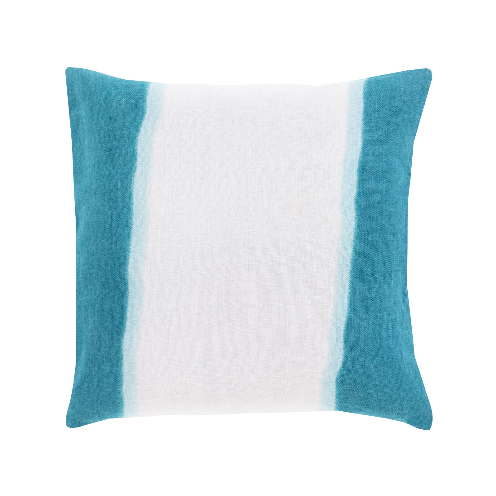 Striped 100% Linen Throw Pillow, 20" H x 20" W x 4" D, Teal, Down