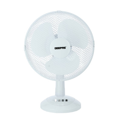 GEEPAS 12" Table Fan | Electric Portable Worktop Desk Fan with 3 Speeds 3 Blades, Adjustable Tilt Wide Angled Oscillation | Powerful Cooling Airflow for Home Office | 1 Year Warranty, 35W