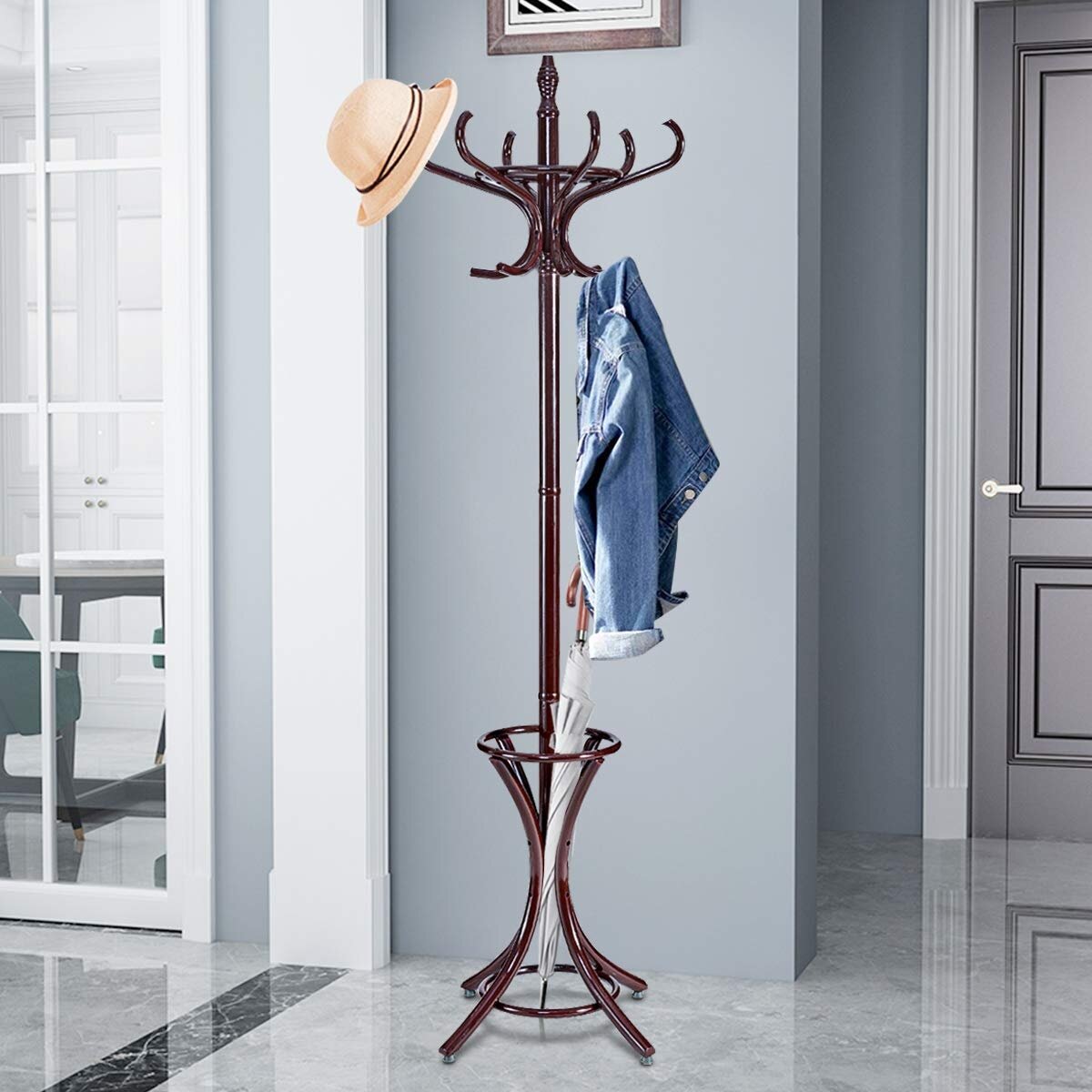 Free Standing Wooden Coat Stand Outlet