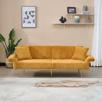79 Inch Corduroy Sofa Bed, Foldable Double Sofa Bed With Folding Armrests, Suitable For Living Rooms And Small Spaces
