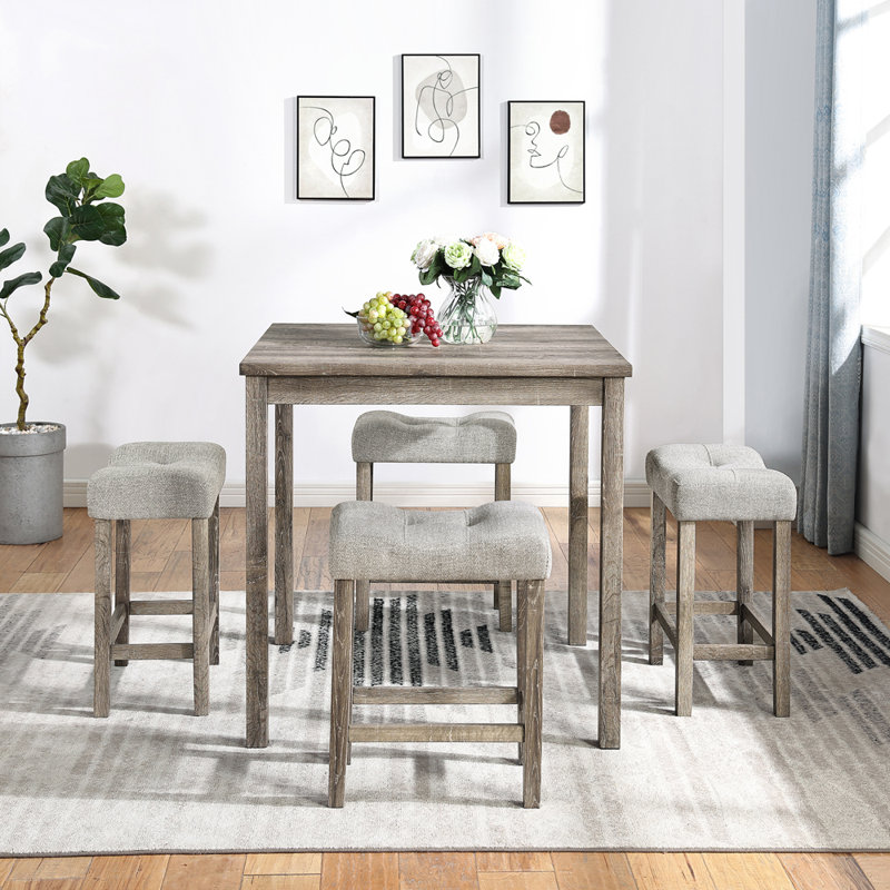 Ensemble repas pour 4 personnes, Chêne, Chêne / gris