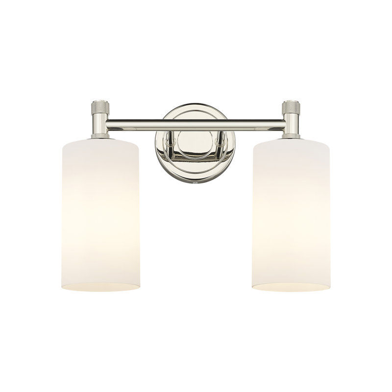 Crown Point 2 Light Wall-mounted Bath Vanity Light, Polished Nickel, Matte White