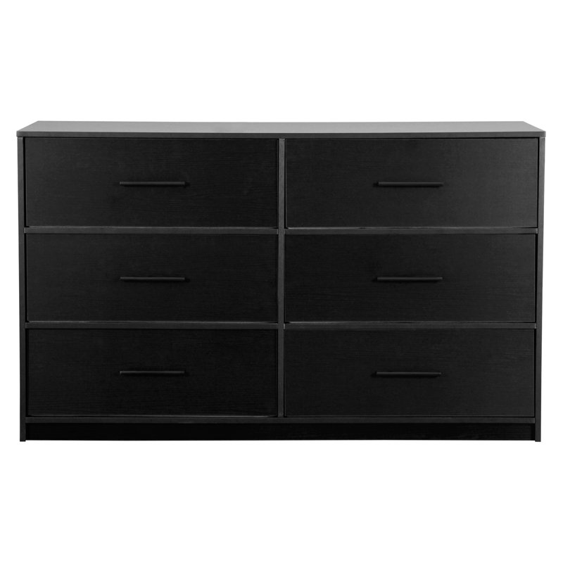 Commode 6 tiroirs avec grands tiroirs en tissu, noir, Noir