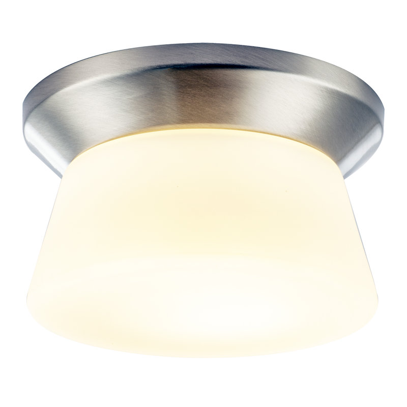 Glass Flush Mount, Satin Nickel