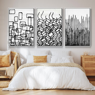 " Printed Linear Effervescence I " 3 - Pieces