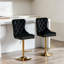 Tabourets de bar épais et pivotants en velours doré avec hauteur de siège réglable, conception touffetée confortable et moderne pour la maison et la cuisine (noir, ensemble de 2)