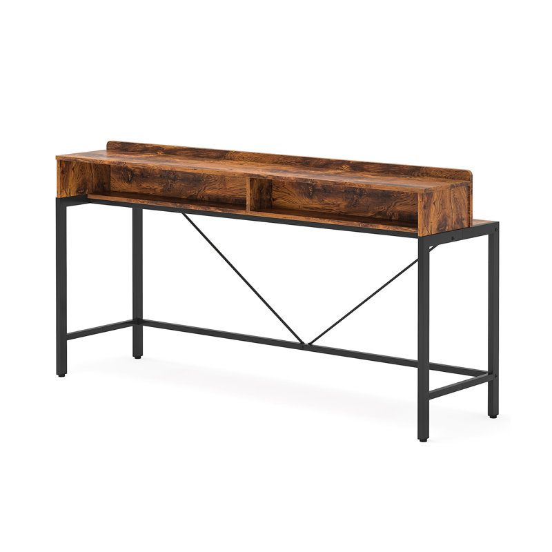 70.9'' Console Table, Black/Rustic Brown