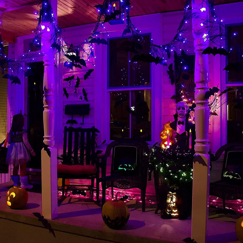 Devondra 42.7' LED Solar Powered 100 - Bulb String Lights, Purple