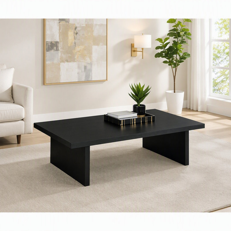 Table basse rectangulaire noire en stratifié