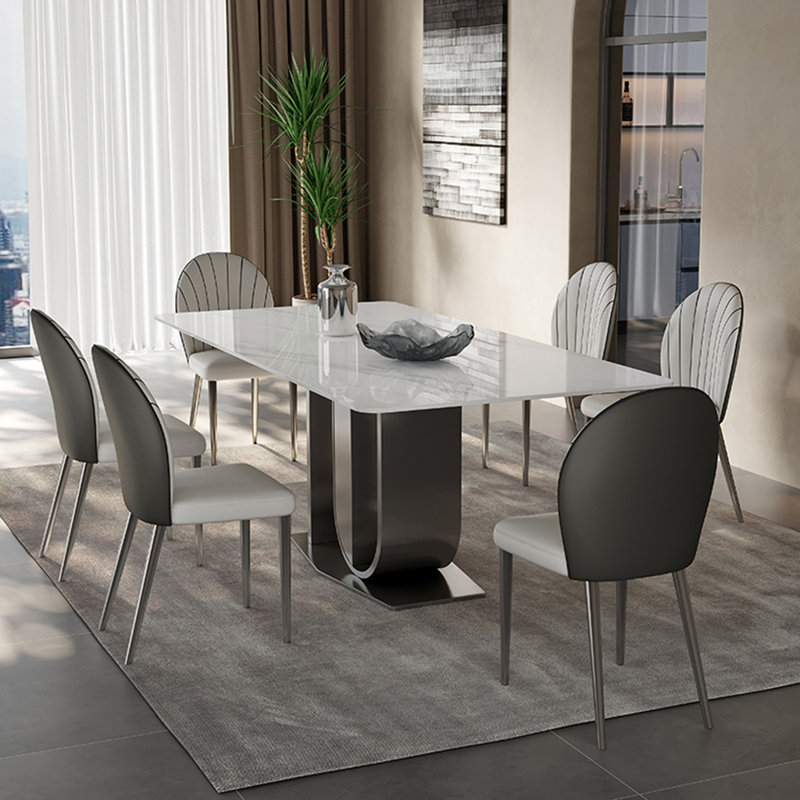 Light luxury simple family dinning table sets, 29.5"H x 63"L x 31.5"W