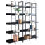 Bibliothèque à 5 niveaux avec bureau ouvert, tablette de style industriel rétro avec structure en métal-1276472816