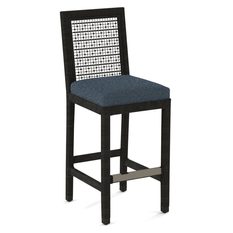 Pine Isle Bar Stool, Twine Linen-Look Performance; 0325-73, Antique Black