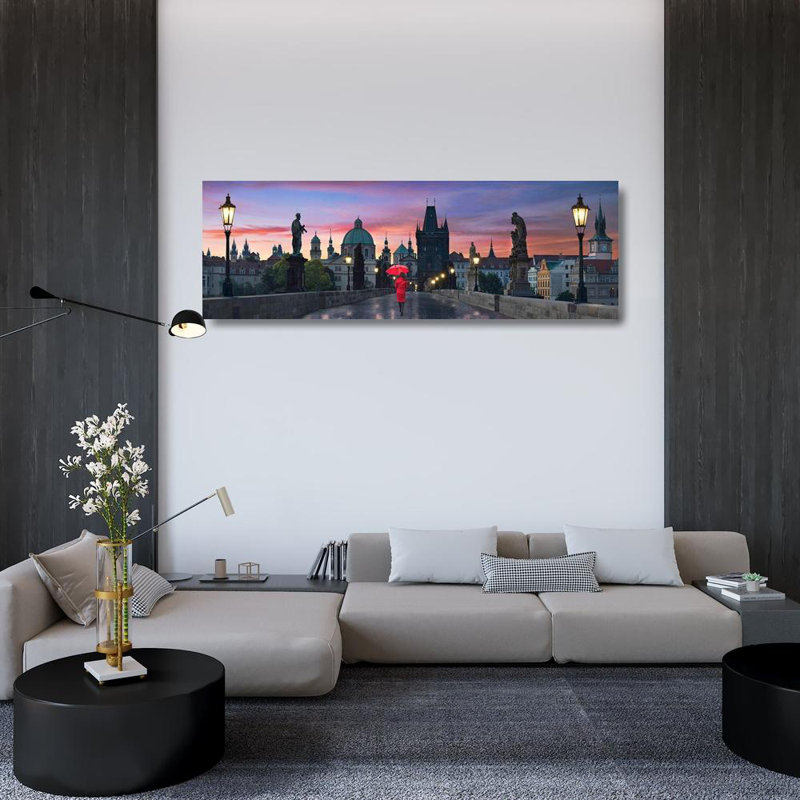 Hokku Designs Sie, Lee, reproduction d'art sur toile tendue: Dawn at Charles Bridge, H 19 po x l 48 po