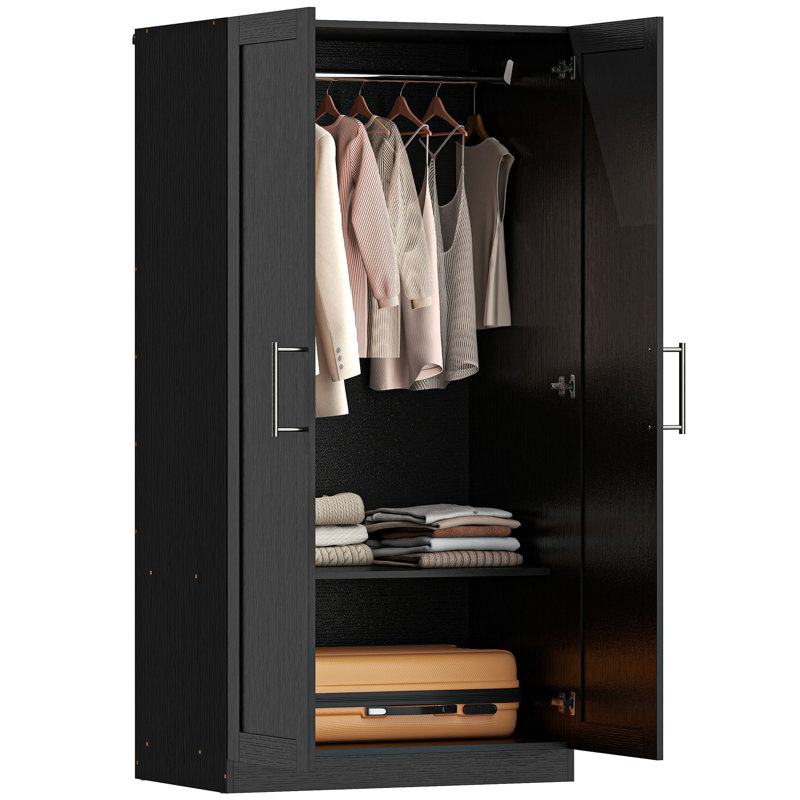Armoire-penderie moderne à 2 portes, noir, Noir