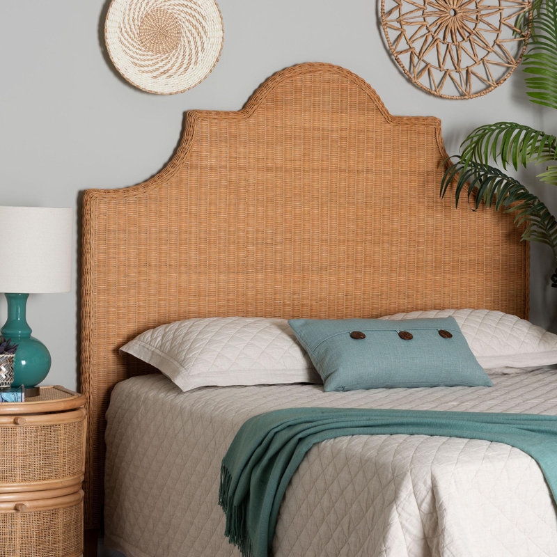 Melanie Boho Rattan Queen Size Headboard, Queen 
