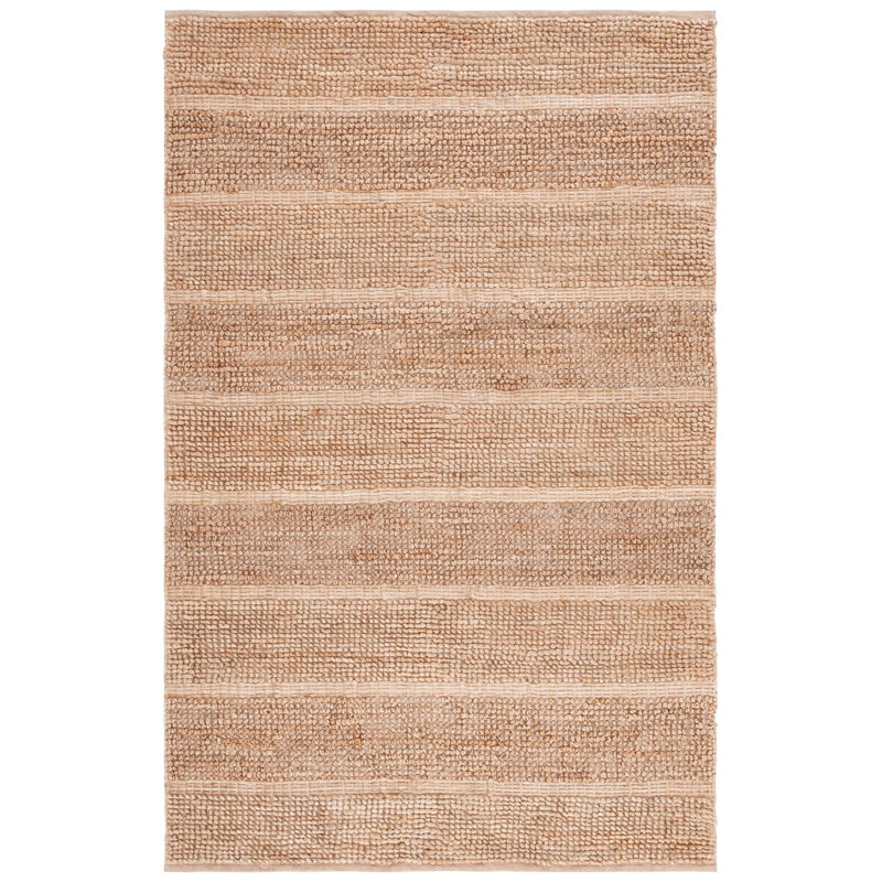 Keavi Natural Fiber Handwoven Jute/Cotton Striped Rug in Brown, Rectangle 5' x 8'