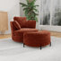 40.5" W Chenille Swivel Barrel Chair With Ottoman And Pillows