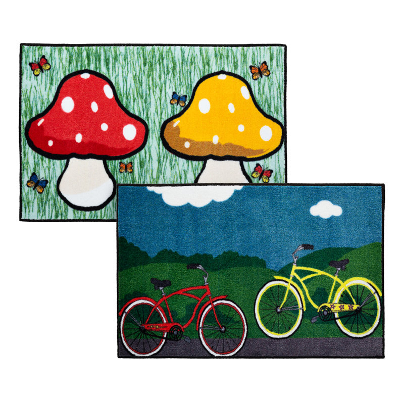 Sprogs Buddy Time Kids Rugs (Mushroom & Bike) | Wayfair