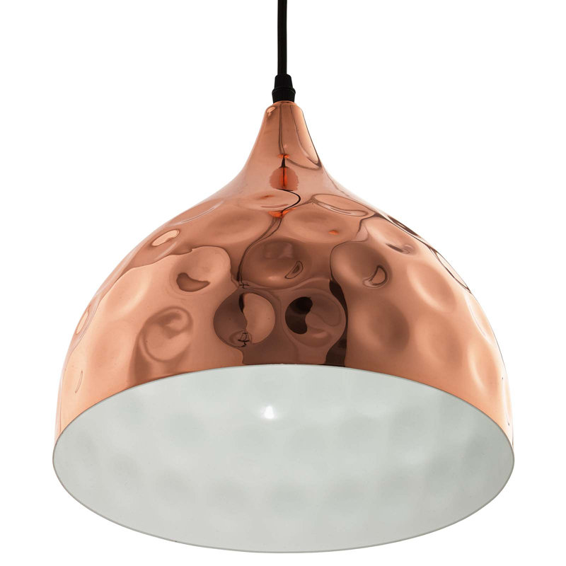 Dimple Half-Sphere Rose Gold Pendant Light, 10" H x 11" W x 11" D
