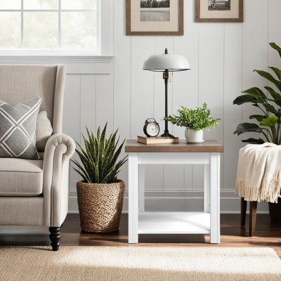 Brixham 24 inch Side Table, No Assembly Required, Two-Tone Finish